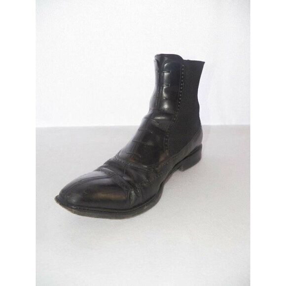 Testoni Black Label Mens 9 Leather Ankle Chelsea Boots Stretch Panel ITALY - Picture 12 of 12